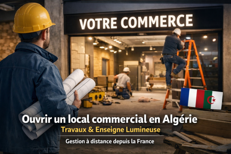 Lire la suite à propos de l’article Je veux ouvrir un local commercial en Algérie : travaux, enseigne lumineuse et gestion à distance